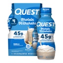 Quest Nutrition Vanilla Protein Shake, 45g Protein, 2g Sugar, 3g Net Carbs, Ready to Drink, Gluten Free, 4 Count