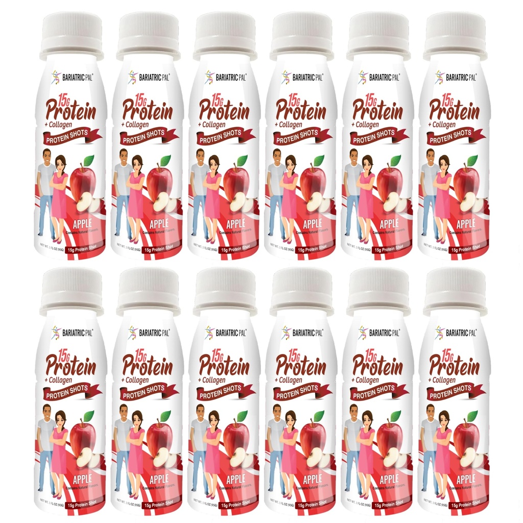BariatricPal Apple Protein & Collagen Shots - 15g Complete Protein