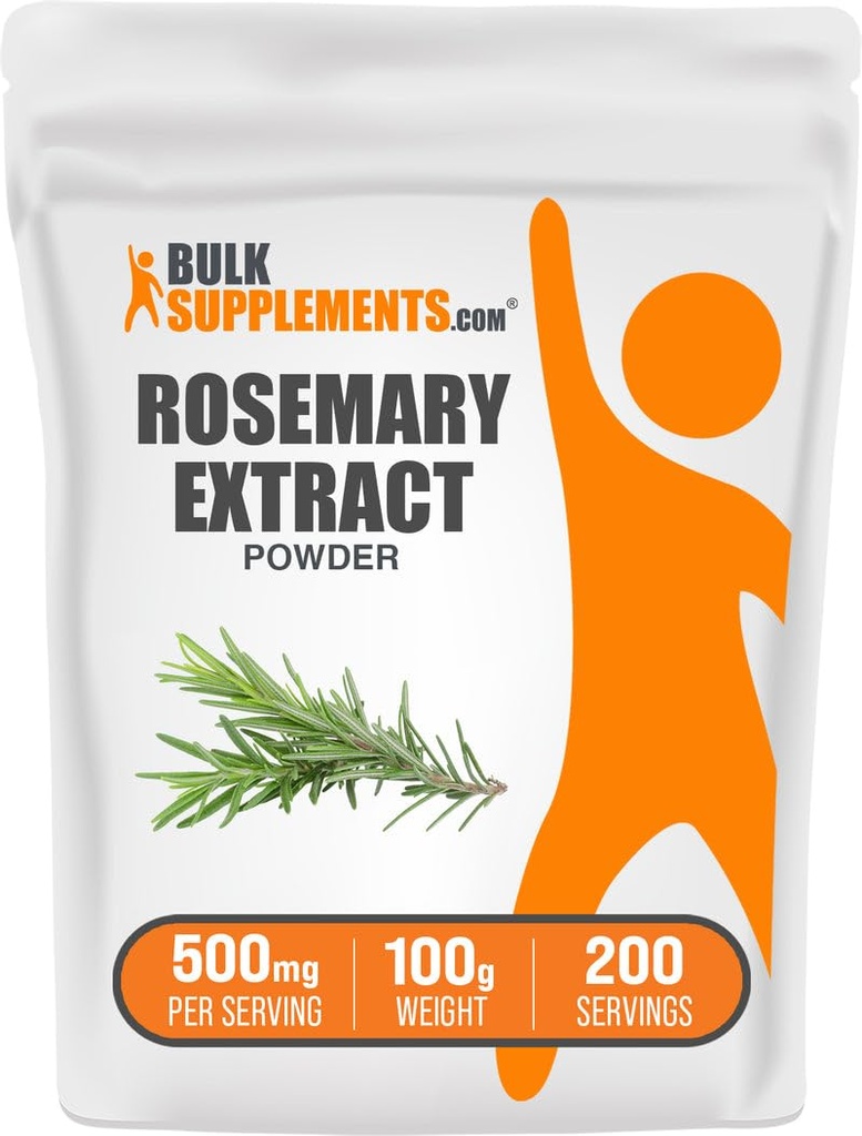 BulkSupplements.com Rosemary Extract Powder, from Rosemary Herb - Herbal Supplement, Gluten Free, 500mg per Serving, 100g (3.5 oz) (Pack of 1)