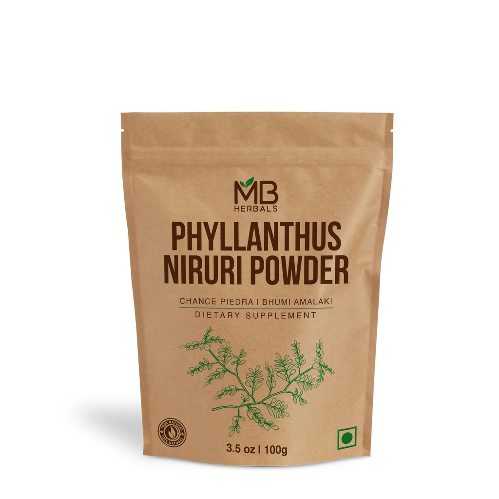 MB Herbals Wildcrafted Phyllanthus Niruri Powder 3.5 oz / 100 Grams | Chanca Piedra | Bhumi-Amla | Gluten Free | No Preservatives