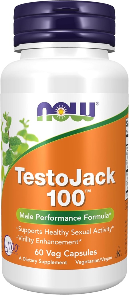 NOW Foods Supplementen, TestoJackTM 100 met LJ100®, een krachtig gestandaardiseerd extract van Tongkat Ali (Eurycoma longifolia), Tribulus en ZMA®, 60 Veg Capsules