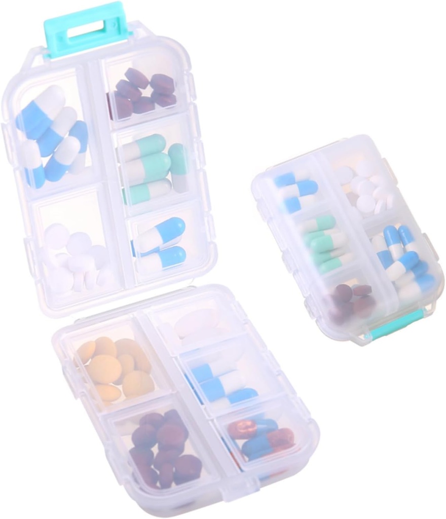 1Pack Travel Pill Organizer - 10 Compartments Pill Case, Compacte en draagbare pil Box, Perfect voor On-The-Go opslag, pil houder voor tas wit