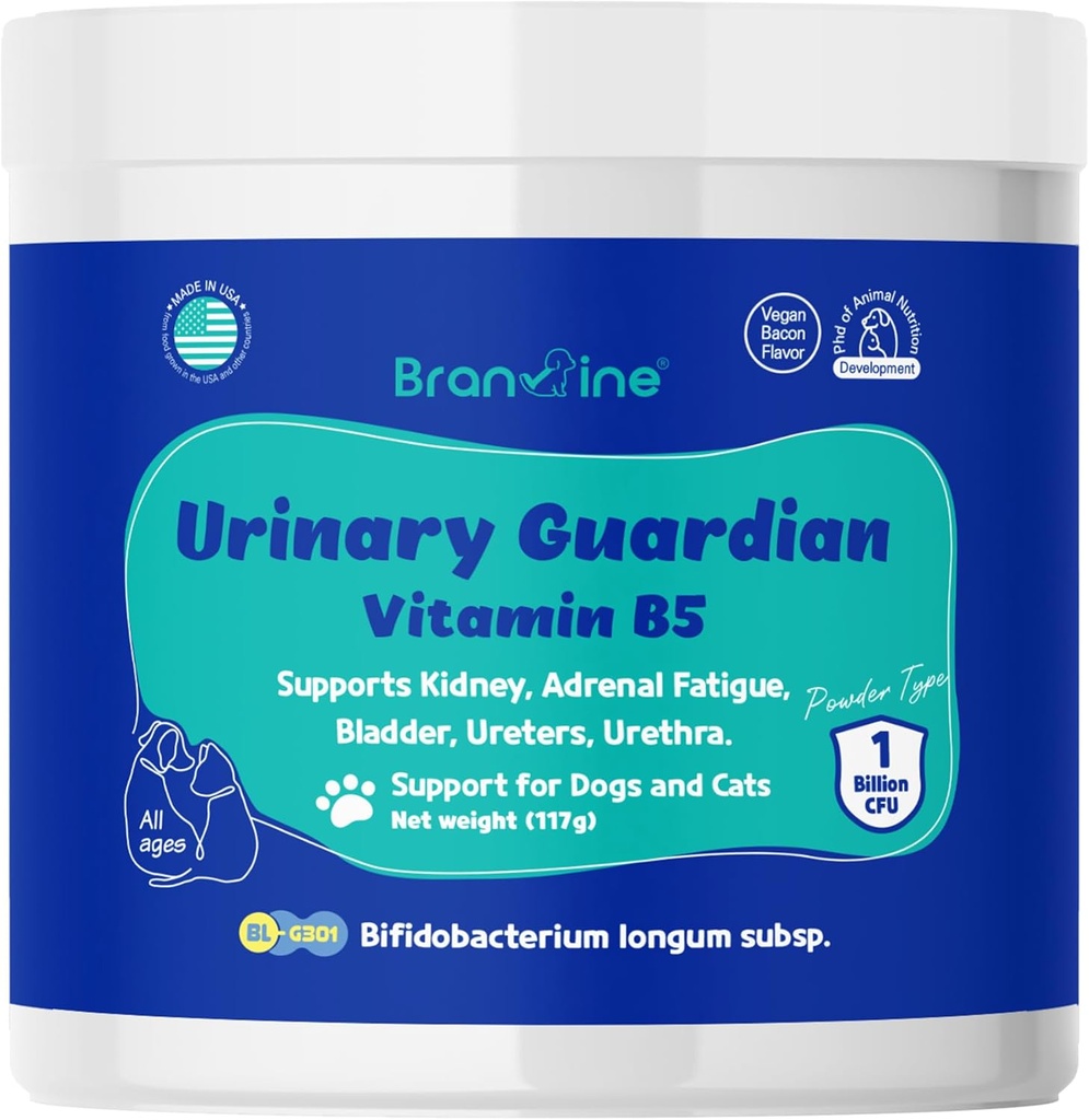 Urinaire Wachter voor honden en katten - Ondersteunt Nier, Adrenale vermoeidheid, Blaas, Urethers, Urethra, Vegan Bacon Smaak (117g) (Vitamine B5)