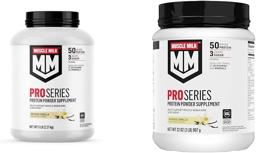 Muscle Milk Pro Series Protein Powder Supplement, Intense Vanilla, 5 Pond 28 Servers & 2 Pond 11 Servers, 50g Proteïne, 20 Vitaminen & Mineralen