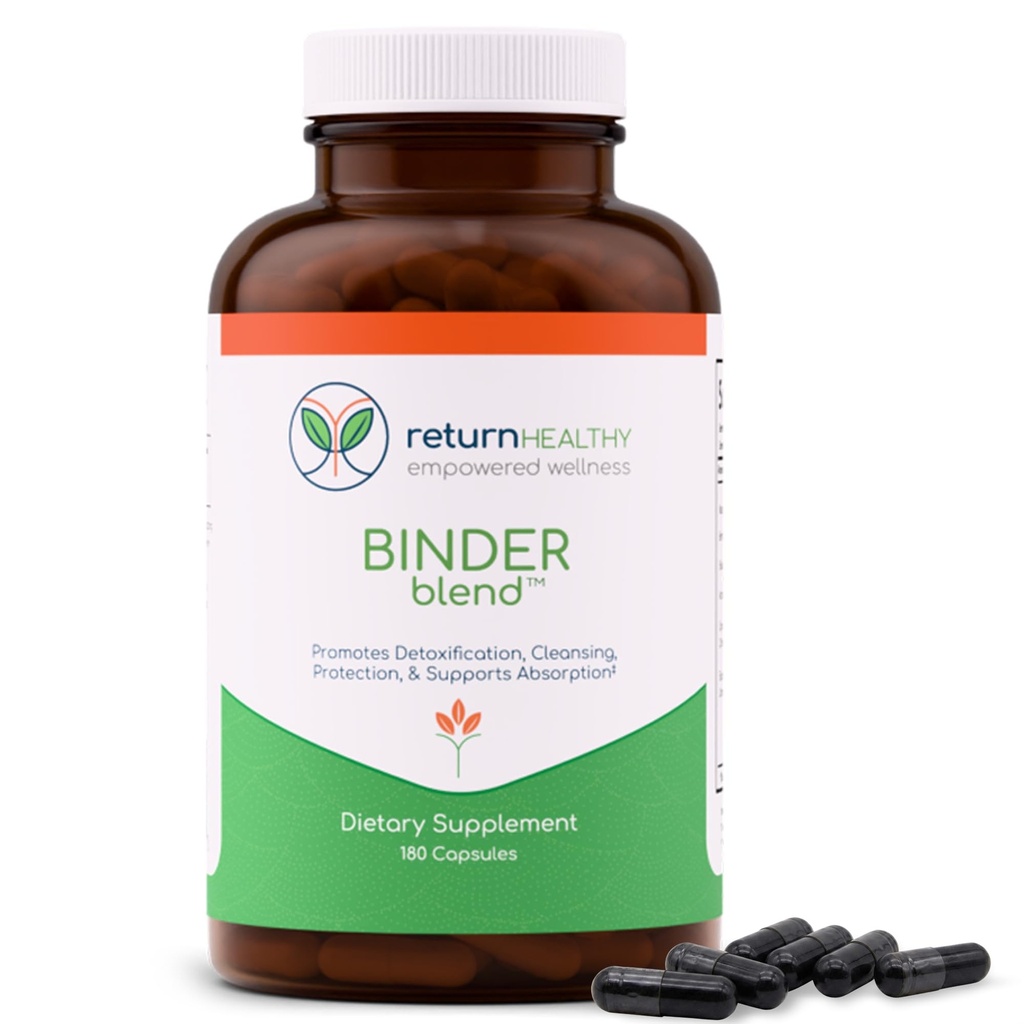Binder Blend - Toxin Binder Supplement, Detox Capsules for a Healthy Gut - 180 Capsules - 90 Servings - 960mg Actieve Charcoal & 480mg Biologische Chlorella - Bloating Relief - Bentonite Clay