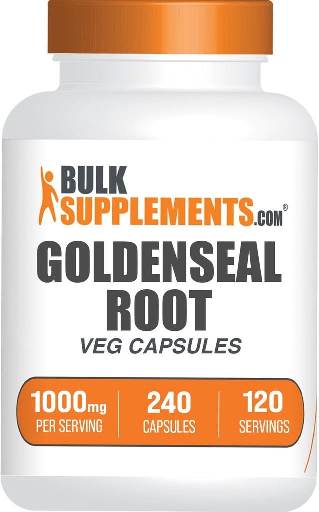 BulkSupplements.com Goldenseal Root Capsules - Kruidensupplement, afkomstig van Golden Seal Root - Vegan & Glutenvrij, 1 capsule per portie, 240 Veg Capsules (verpakking van 1)
