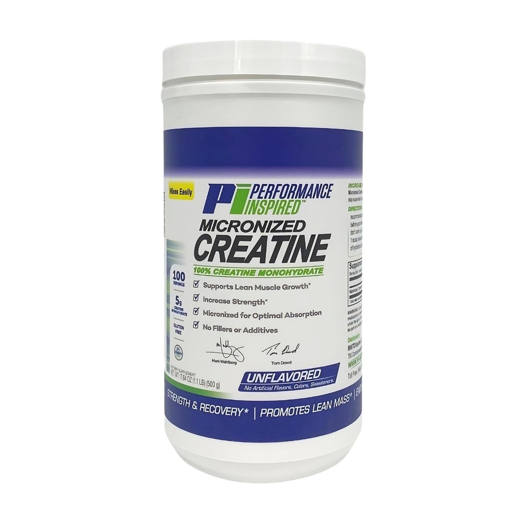 Performance Inspired Nutrition Micronized Creatine Monohydrate – 100% Pure, Unflavored, No Fillers – Supports Muscle Growth & Recovery – 1.1 lb