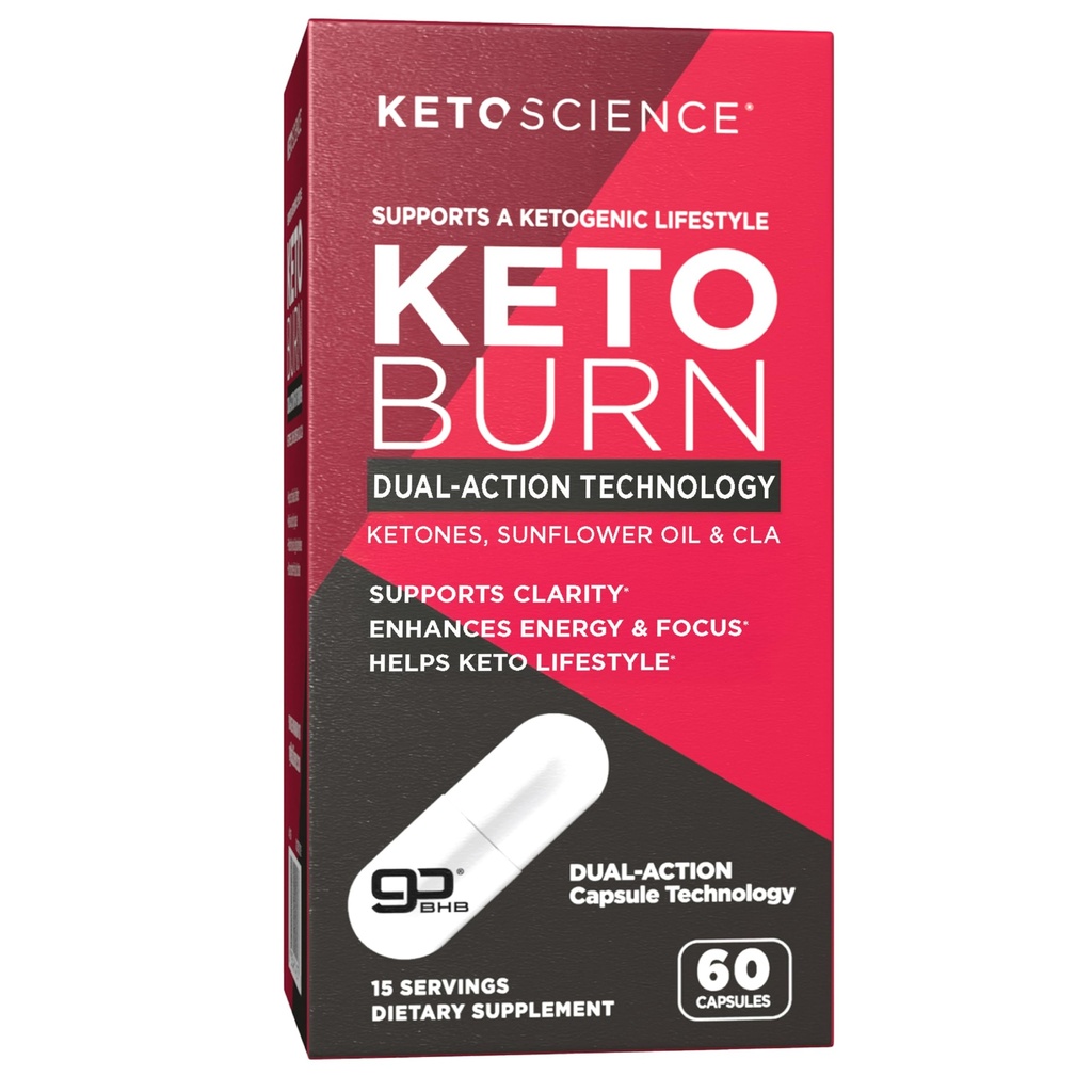 Keto Science Keto Burn Capsules, Exogene Ketone, Dual-Action with BHB & EGCG, Ketones for Hydration, Keto BHB, Weight Support, Energy, Focus & Ketosis, 60 Capsules, 15 Servings