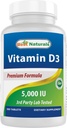Best Naturals Vitamin D3 5000 IU – 300 Tablets – Made in USA, Non-GMO, Gluten Free, No Artificial Color, Flavor or Preservatives – Dietary Supplement