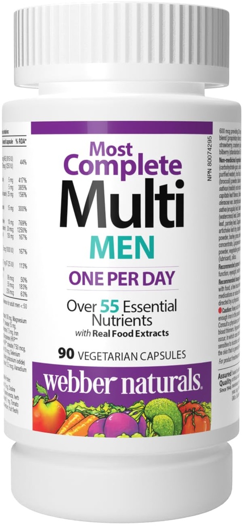 Webber Naturals Men's Most Complete Multi, 90 Vegetarian Capsules