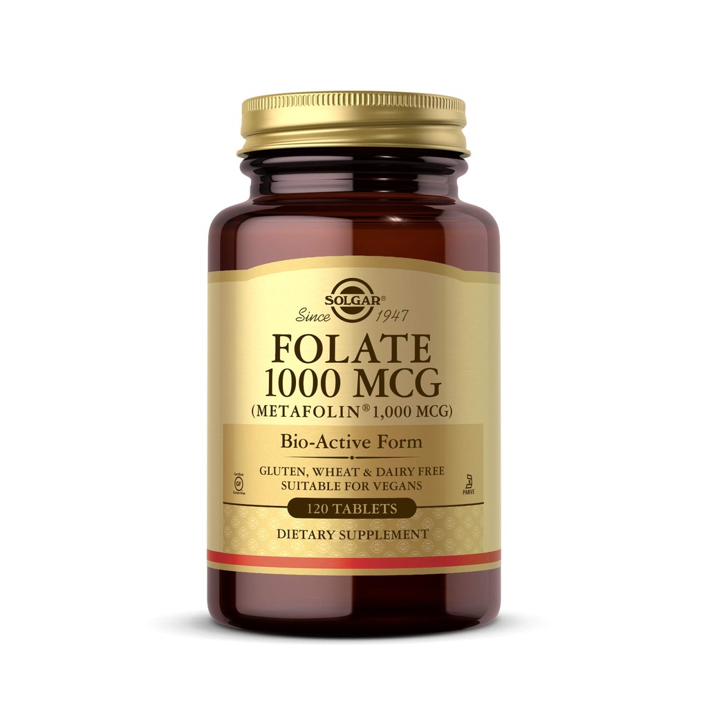 Solgar Folate 1000 mcg, 120 Tablets - 1000 mcg Bio-Active Metafolin