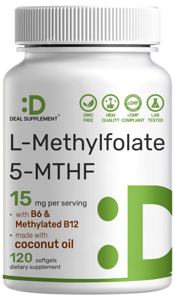 DEAL ›› L-Methyl-folaat 15 mg per portie, 120 Kokosolie Softgels 