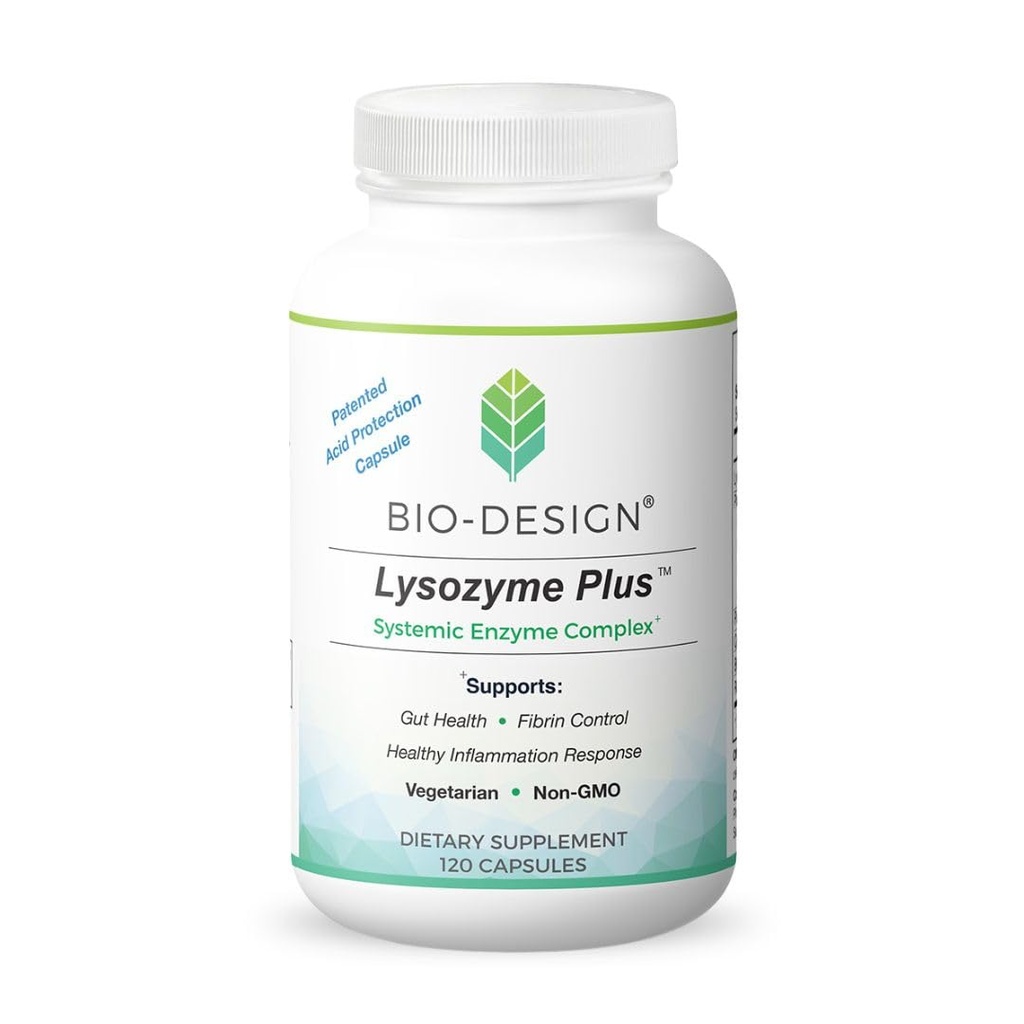 Lysozyme Plus Systemic Enzyme Complex - Breed Spectrum en zeer actieve Vegetarische enzymen - Ondersteunt Gut Health, Fibrin & Ontstekingsbestrijding - 120 capsules