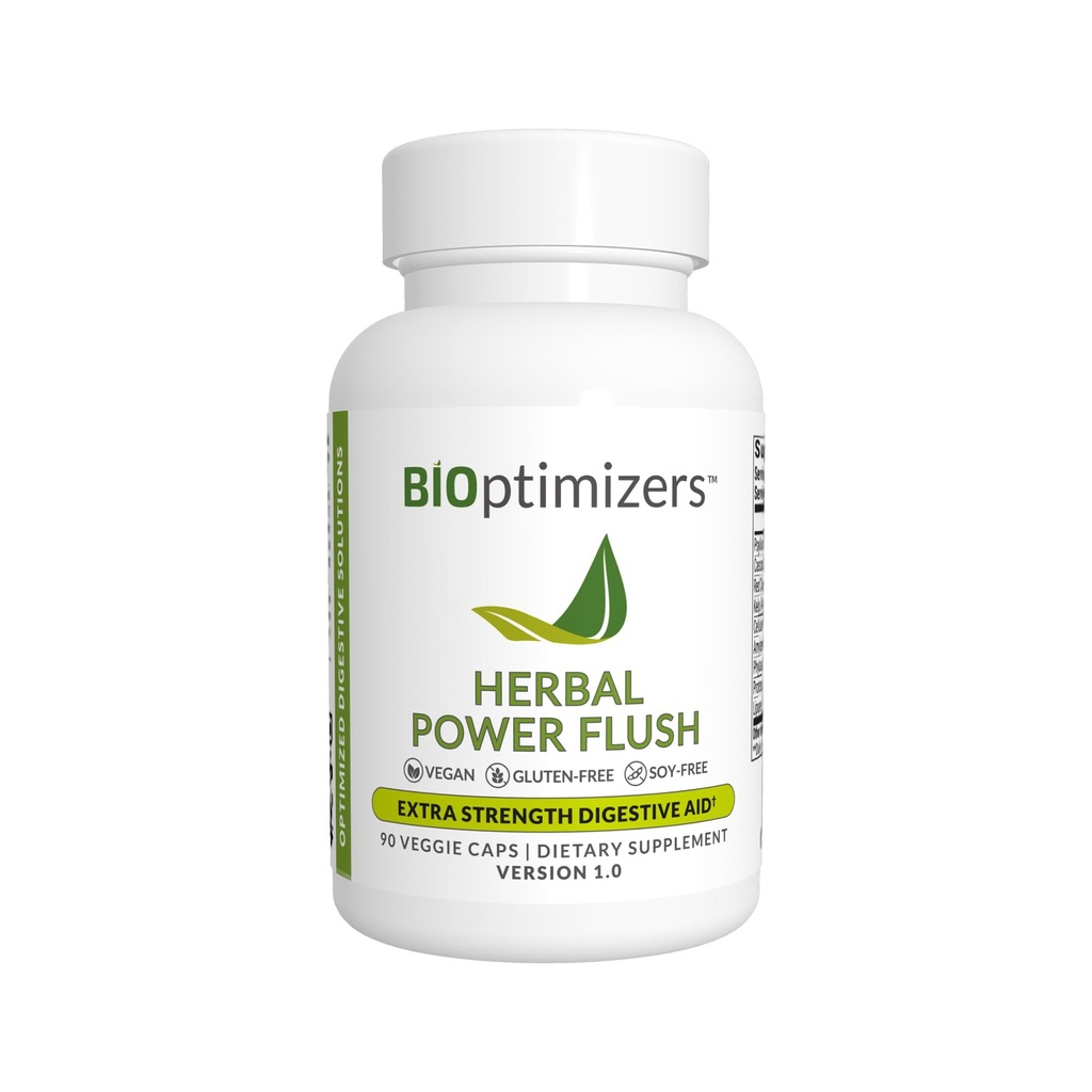 BIOptimizers Herbal Power Flush - Extra sterkte Digestieve Reiniging - Verwijder toxinen Verbeter de darmdigestie - Bloating Discomfort Relief voor volwassenen - 90 capsules