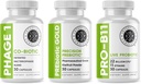 Intestinal Fortitude Gut Health Supplement Bundle - PREbiotic Gold, PRO-B11, Phage 1 - w/Goud Kiwifruit pectine, SCFA's, en 22 miljard CFU voor Microbiome Support, Gluten, soja, & Dairy-Free Capsules