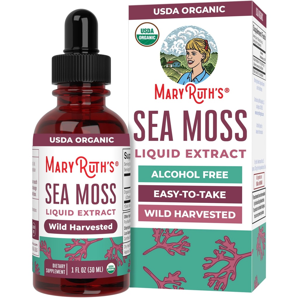MARYRUTH'S Organic Irish Sea Moss Liquid Drops | Chondrus Crispus | Wild Harvested | Organic Irish Moss Formulated for Adults & Kids Ages 14+ | Unflavored | Sugar Free | Vegan | Non-GMO | 1 Fl Oz