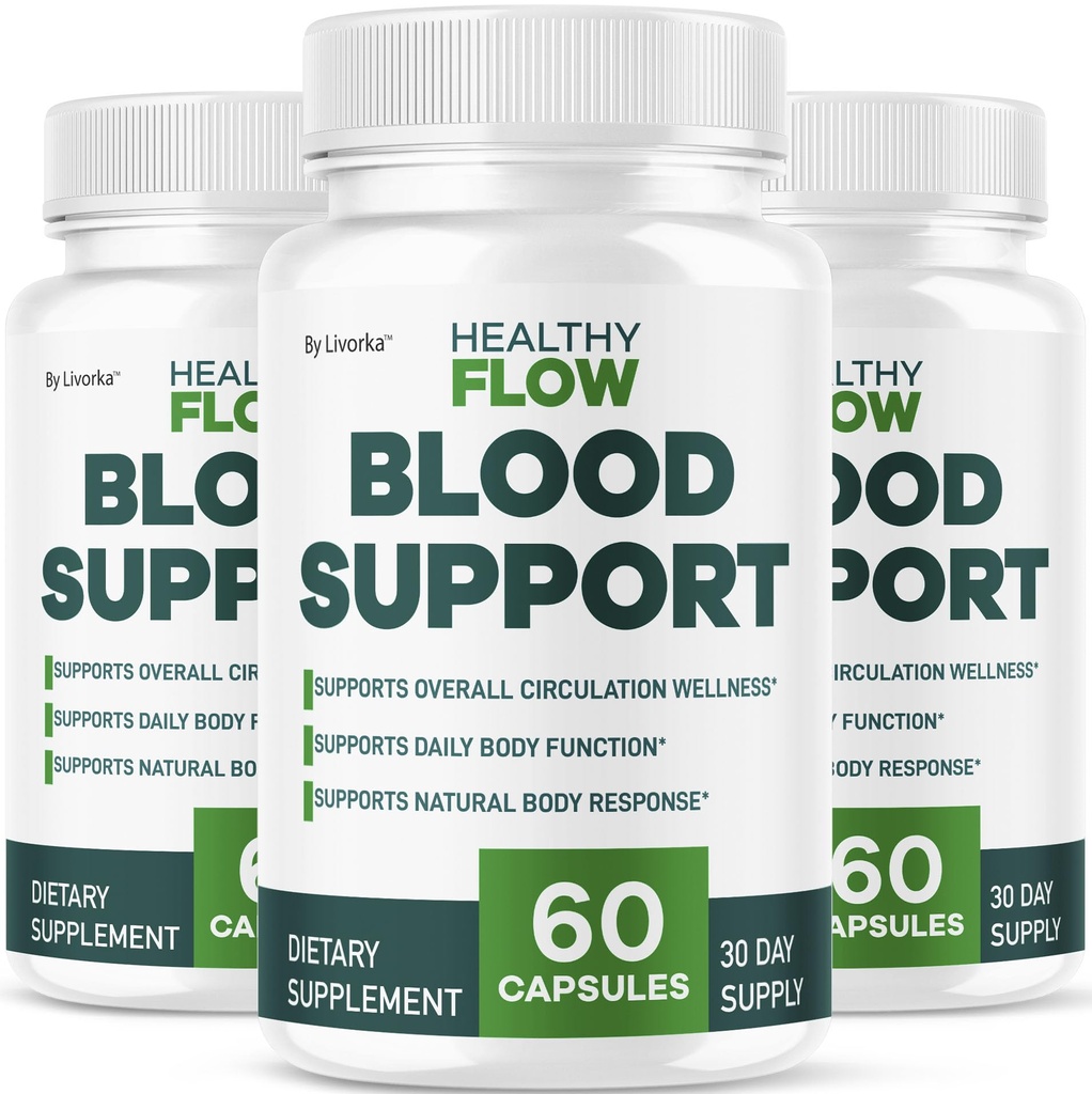 (3 Pack) Healthy Flow Blood Support - HealthyFlow Support Supplement Capsules Daily Premium Advanced Formula Pills - Maximum Strength, Vitamins for Overall Health & Wellness, 180 Capsules for 3 Months