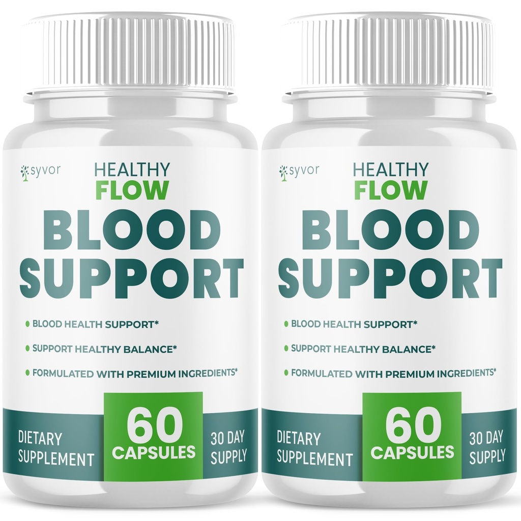 (2 Pack) Healthy Flow Blood Support Capsules, Official Healthy Flow Blood Support Pills with All Natural Ingredients, Advanced Formula Supplement with Premium Vitamins for Men & Women (120 Capsules)