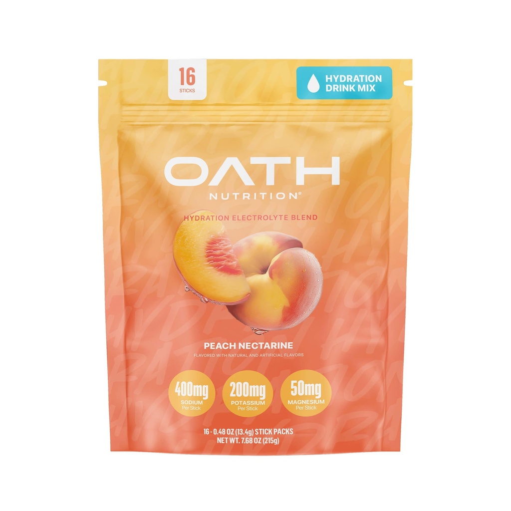 Eed Voeding Hydration Electrolyte Powder, Complete Electrolyte Blend voor snelle hydratatie en spierondersteuning, 16 Single-Serve Packets, Peach Nectarine