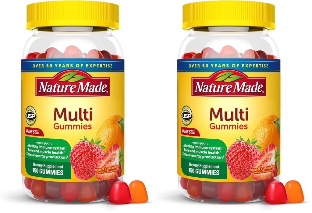 Nature Made Multivitamin Gummies, Mens & Womens Gummy Vitamins & Minerals, Adult Multivitamin Gummy, Daily Nutritional Support, 150 Vitamin Gummies, 75 Day Supply, (Pack of 2)