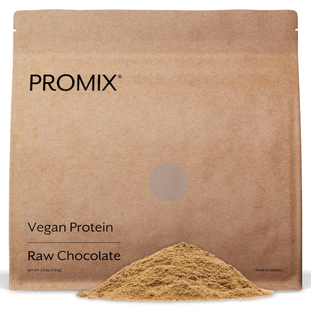ProMix Nutrition Plant-Based Vegan Protein Powder, Raw Chocolate - Pea Protein & Vitamin B-12 - ­Post Workout Fitness & Nutrition Shakes, Smoothies, Baking & Cooking Recipes - 2.5 Pound