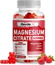 Glycinat de magnésium Gommies 1000mg - Supplément de potassium de magnésium sans sucre avec vitamine D, B6, CoQ10 pour l'humeur calme et le soutien du sommeil - 60 Gommies de fraise