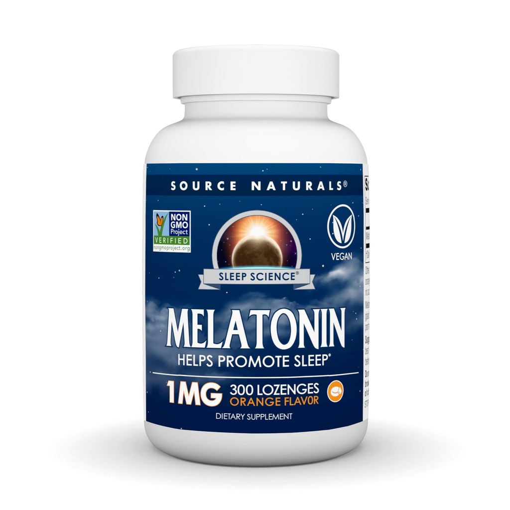 Source Naturals Sleep Science Mélatonine, aide à promouvoir le sommeil* - 1 mg - 300 Lozanges à saveur orange