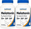 Nutricost Melatonine 20mg, 240 Capsules, sans OGM et sans gluten (emballage de 2)