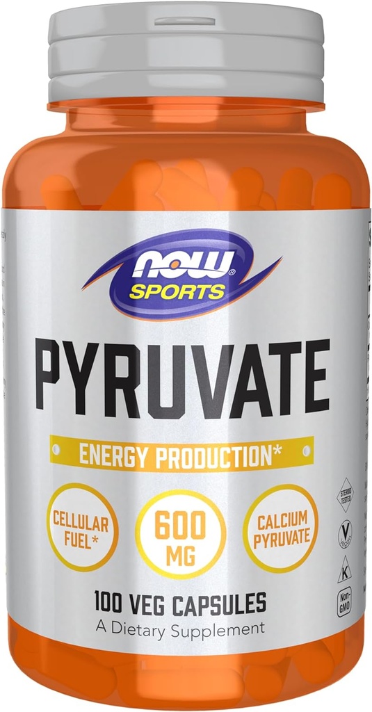 NOW Foods Sports Nutrition, Pyruvaat (Pyruvinezuur) 600 mg, Energieproductie*, 100 Veg Capsules