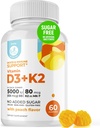 DR. MORITZ Vitamine D3 Gummies (5000 IE) met K2 - voor volwassenen en kinderen - Vitamine D3 K2 Gummies for Immune Support & Bone Health - Vegan, Sugar Free, Gluten Free (60 Tel.)