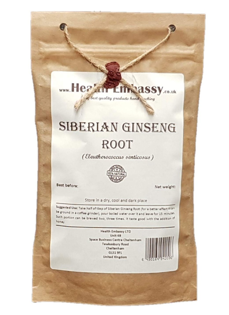 Health Embassy Siberian Ginseng Root Cut Tea | Eleutherococcus senticosus | Herbal Tea (100g)