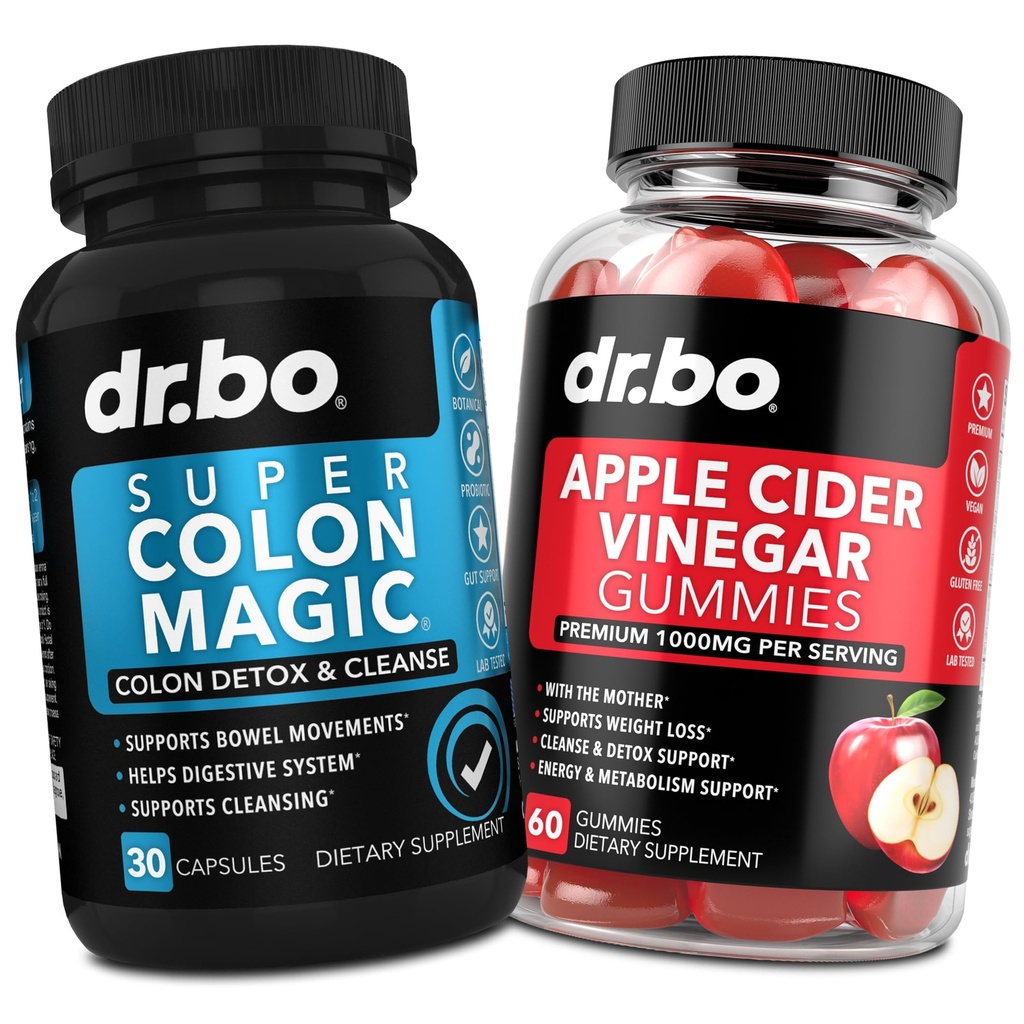 Colon Cleanser Detox & ACV Apple Cider Vinegar Gummies - 15 dagen Colon Cleanse Pillen Flush & Probiotic & ACV Gummies Supplements - Bowel Movement Supplements for Intestinal Mtomach Bloating Gut Support