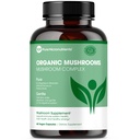 Pure Micronutrients Organic Mushroom Supplement - Lions Mane, Reishi, Chaga, Cordyceps & Turkey Tail Complex - Immune Support, Nootropic Brain Memory, Focus & Energy Pills - 60 Vegan, USA Grown