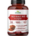 Extra sterkte Red Gist Rice met CoQ10 - 20X Geconcentreerd 1200mg Red Gist Rice Supplement met Niacin CoQ 10 en Bio Perine voor verbeterde absorptie - Non-GMO Vegan & ISO Lab Tested (75 porties)