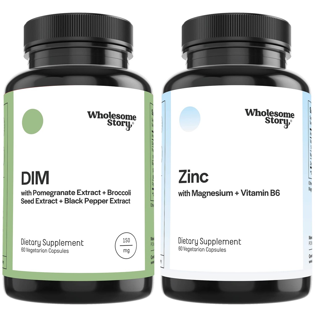 DIM + Zinc, Magnesium & VIT B6 | DIM Supplement for Women and Men with Pomegranate + Zinc Picolinate, Magnesium with Vitamin B6 | Cell & Tissue Healrh | Hormone Balance for Women | 60 & 30 Day Supply