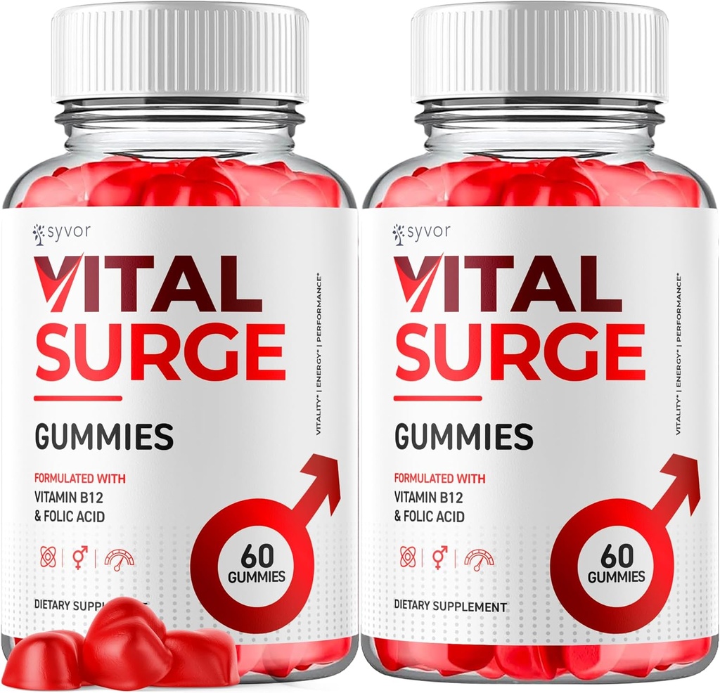 (2 Pack) Vital Surge Gummies, Official Vital Surge Maximum Strength 1000MG Advanced Supplement Gummies, VitalSurge Mens Detox Supplement, Vitasurge Gomitas Kauwt met natuurlijke ingrediënten (120 Gummies)