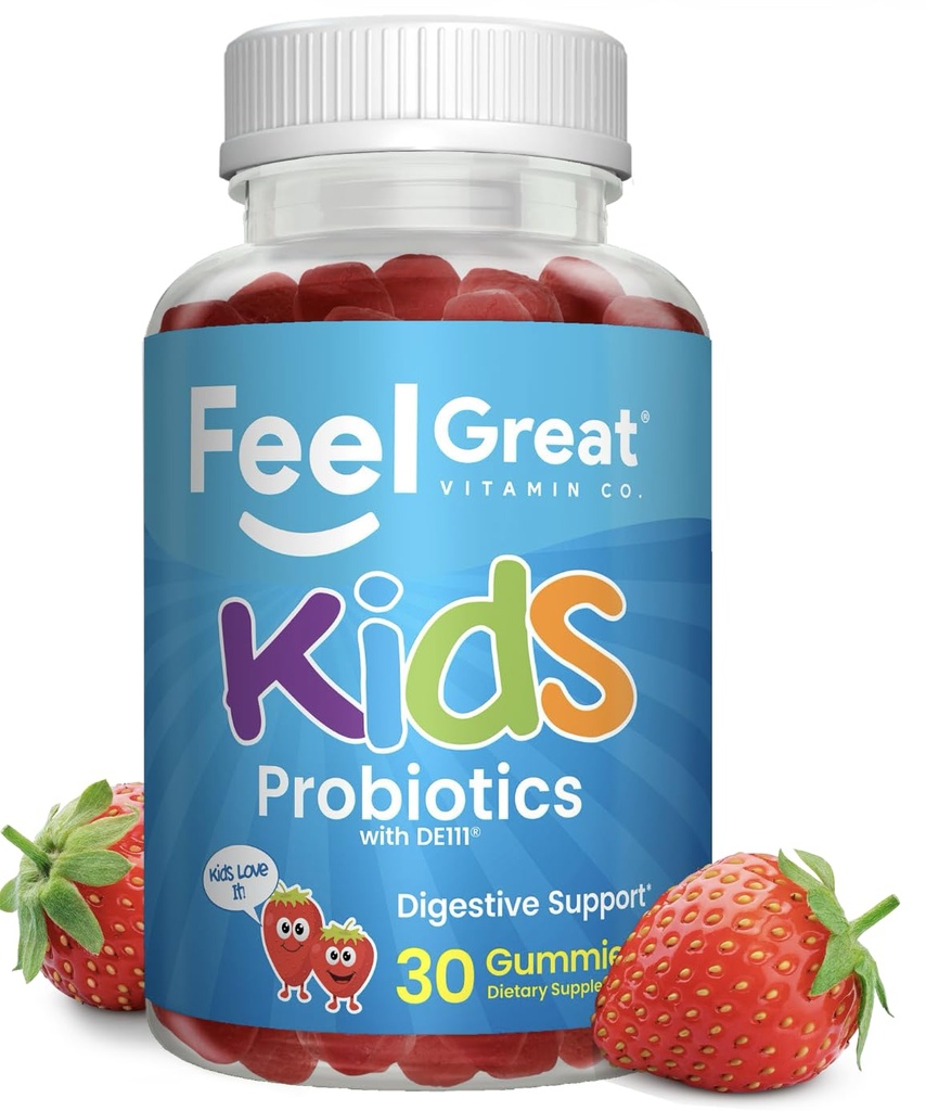 Feel Great USDA Organic Kids Probiotics Gummy's Kauwbare aardbeien Probiotica voor de spijsvertering van de gezondheid & Immuun Ondersteuning