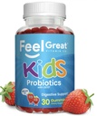 Feel Great USDA Organic Kids Probiotics Gummy's Kauwbare aardbeien Probiotica voor de spijsvertering van de gezondheid & Immuun Ondersteuning
