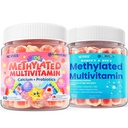Kids Multivitamin Gummies + Calcium, Probiotics, Vitamin D3, C, Methylated B12 & Methylfolate for Kids 4+, + Methylated Multivitamin for Women & Men Gummies w/ Omega-3, Calcium, D3 K2, & B12, TMG