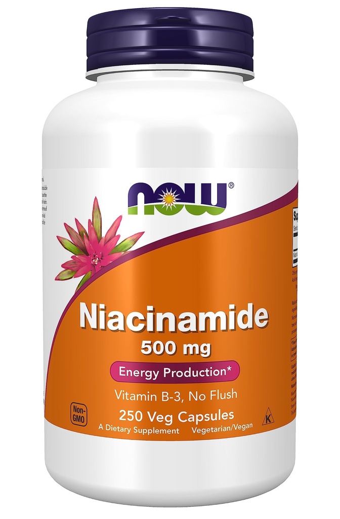 NOW Foods, Niacinamide (Vitamine B-3) 500 mg, Energy Production*, 250 Veg Capsules