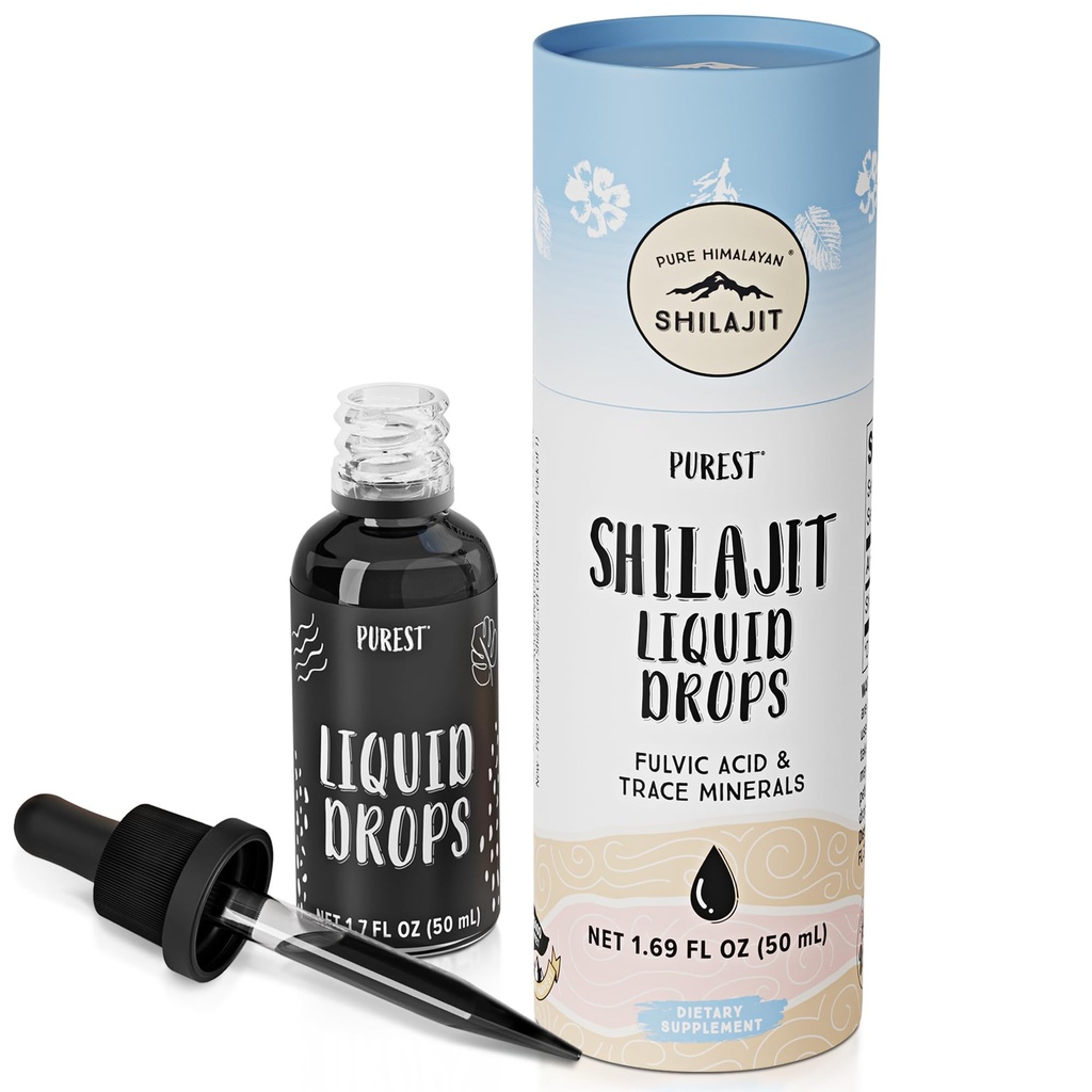 Pure Himalaya Shilajit ® Liquid Drops - The Purest Form of Shilajit, 99,9% Absorptie voor Immune Support, Energy Boost, Anti-Aging - Natural Trace Minerals & Fulvic Acid (50ml)