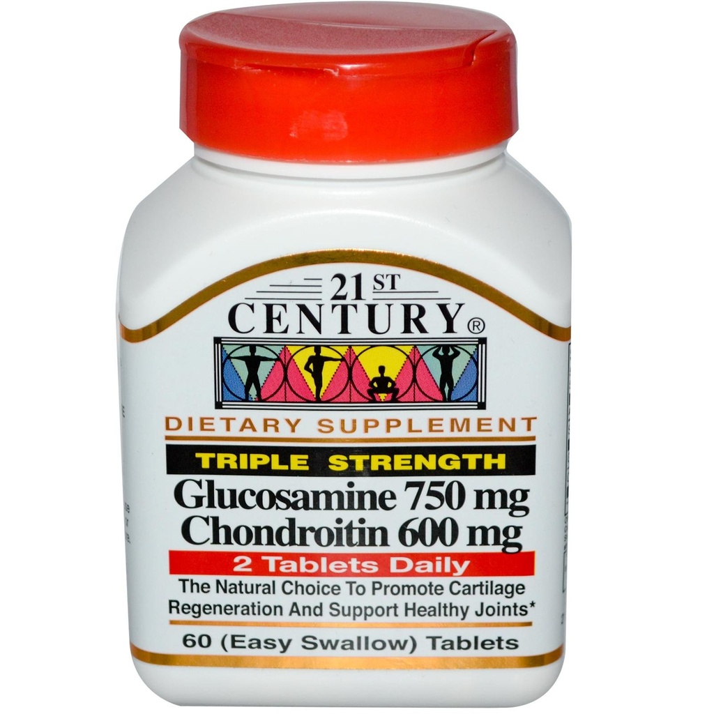21e eeuw Glucosamine Chondroitin 750/600mg - Drievoudige sterkte, tabletten, 60 telling