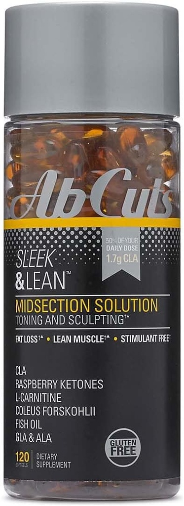 Sleek and Lean - 120 Softgels faciles à avaler - supplément CLA, huile de poisson, huile de lin, L-Carnitine - aide à augmenter l'approvisionnement en antioxydants