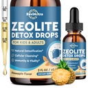 Zeolite Detox for Kids and Adults, Zeolite Clinoptilolite Liquid Drops with Chlorella, Magnesium, Zinc, Methy Vitamin B12 & D3, Gut Liver Detox Cleanse, Immunity, Pineapple Flavor 2 Fl Oz