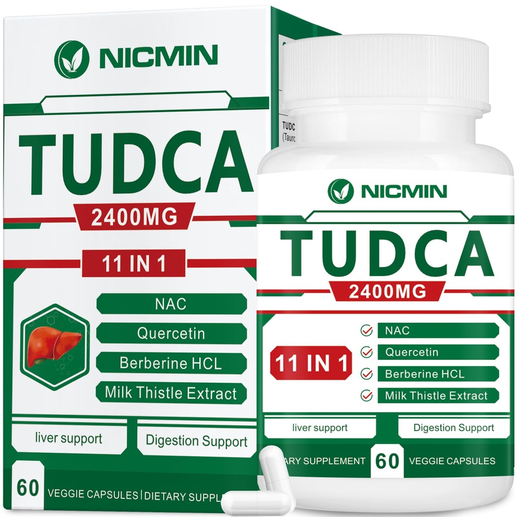TUDCA Supplementen 2400MG, Bile Salts Complex voor lever Detox & Gallblad Cleanse, Anti-Aging voor mannen en vrouwen, Digestieve Gezondheid 60 Capsules