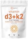 Micro-Ingrediënten Vitamine D3 5.000 IE + K2 MK-7 100 mcg, 180 Softgels 