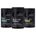 Sports Research® Suppléments pour les femmes Pack - Biotine 10 000mcg + Pills multicollagènes Peptides de collagène (Type I, II, III, V, X) amélioré avec l'acide hyaluronique et la vitamine C + vitamine D3 + K2 5000iu