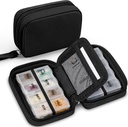 Zannaki schattige pil Organizer voor portemonnee met twee verwijderbare 7-dagen pil Box, Travel PU lederen pil geval, draagbare wekelijkse pil container met opslagzak om vitamines te houden, visolie, supplementen (zwart)