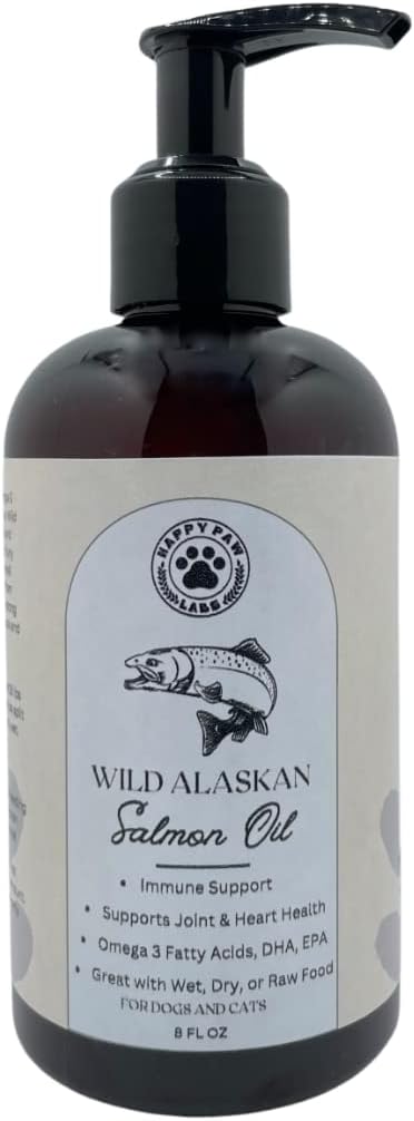 Pure Wild Alaska zalmolie voor honden en katten - Omega 3 Skin & Coat Supplement, Natuurlijke EPA + DHA vetzuren voor gezamenlijke functie, hersenen, Immune & Heart Health (8 FL OZ)