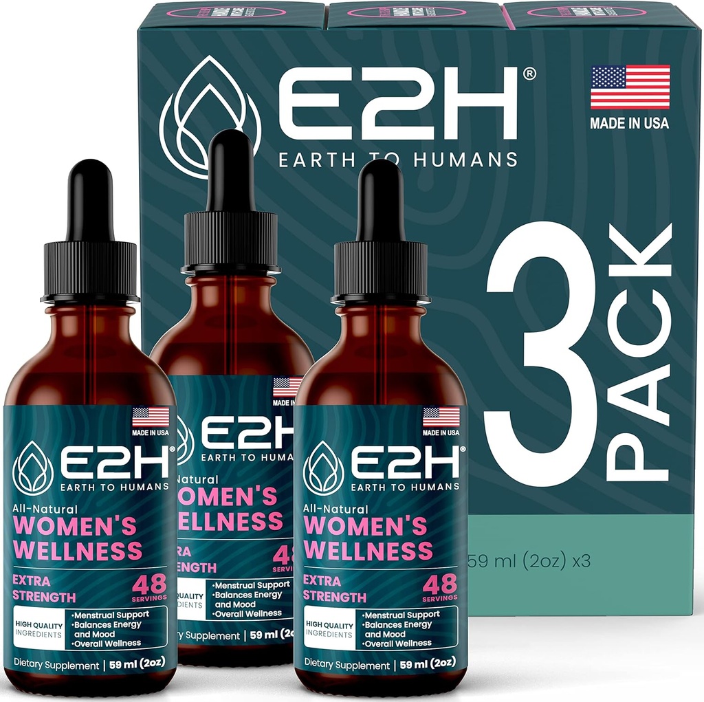 E2H All Natural Women's Wellness, Hormone Balance en PMS Relief met Black Cohosh, Dong Quai en Licorice Root voor Hot Flash Relief (3 flessen)